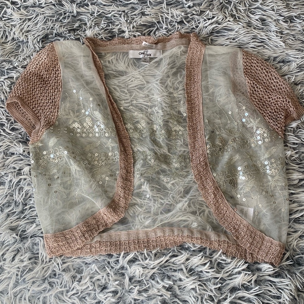 Sheer Shall with Sequence and Embroidered Detial Size Medium